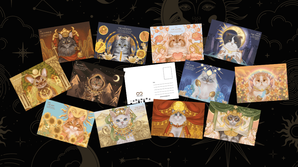 Nine Lives Cat Tarot Major Acana Post Cards