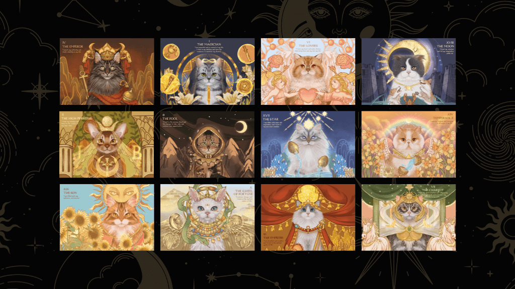 Nine Lives Cat Tarot Major Acana Post Cards