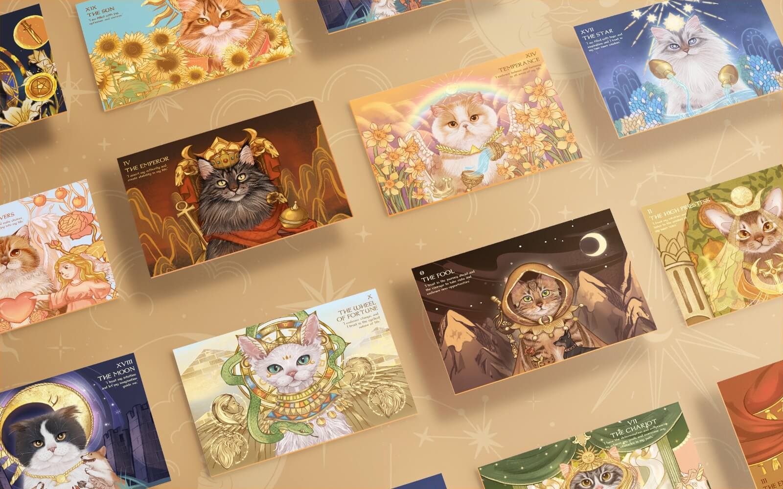 Nine Lives Cat Tarot Major Acana Post Cards