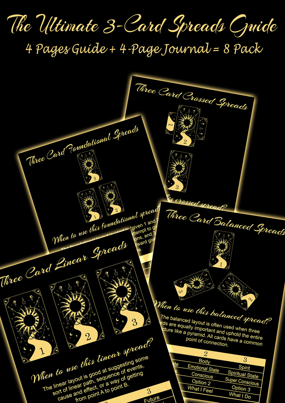 Tarot 3-Card Spreads Guide and Workbook