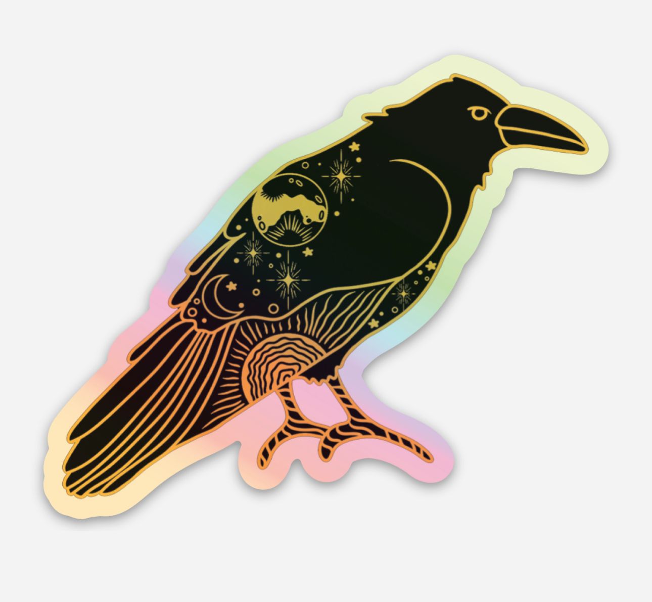 Celestial Raven Holographic Sticker